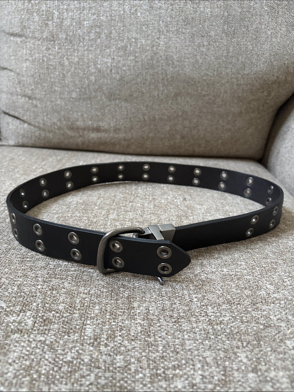 Black Double-Row Grommet Men's Belt